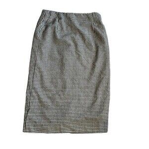 Rafaella Vintage 100% Worsted Wool Skirt Black & White Houndstooth Midi Size 14